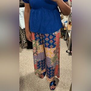 THML Multicolor Patchwork Wide-Leg Pants